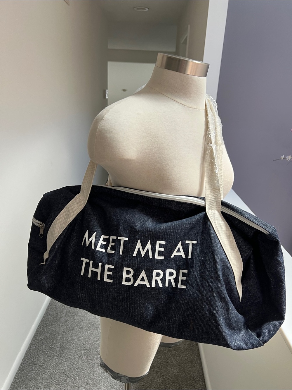 Meet Me At The Barre Black Canvas Duffle Bag
